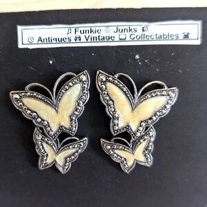Avon Double Butterfly Earrings with Silver Accents Pierced